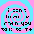 Four identical with pink and cyan spiral backgrounds display the text "i can't breathe when you talk to me. talk to me." in black pixelated font