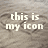 Pixelated text on a textured background reads 'this is my icon' on the left and 'thanks for looking!' on the right.