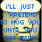 Pixelated character with closed eyes and outstretched arm, shown in two states: one with blue text overlay reading "I'LL JUST PRETEND TO HUG YOU UNTIL YOU GET HERE" and another with a speech bubble saying "WAITING..."