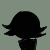 Black silhouette of a character with short hair and glowing eyes, transitioning through multiple expressions and animated smoke effects on a muted green background.