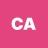 Pixelated white 'CA' letters on solid pink background with slight transparency effect.