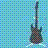 Pixelated buddy icon featuring a guitar on the top-left, text blocks reading "forget the lead singer" and "I want the guitarist!" on cyan backgrounds with gray transparency in bottom-right corner.