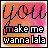 Pixelated text 'you make me wanna lala' on gradient background with color variations across frames.