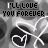 identical heart-shaped icons with 'I'LL LOVE YOU FOREVER' text, each icon's text color shifts from black to pink