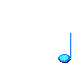 Blue musical note icon with a vertical stem and rounded head on light gray background.