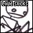 A 3x2 contact sheet of six animated frames showing a stick figure with the text "LOVE SUCKS" in pixelated font, where one frame displays red text on black background while others use white text on black background.