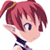 Pixelated anime-style character icon with pink hair, elf ears, and a dark blue outfit against white background.