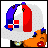 Pixelated cartoon character with orange skin wears red, white, and blue outfit; text reads "Dominican Mamii" in red and blue.
