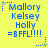 Yellow background with blue text listing names and a phrase, surrounded by star and dot decorations in blue and light blue.