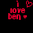 Red pixelated text and heart symbols on black background, two side-by-side variations of 'I love ben' with differing heart positions.