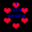 Pixelated red hearts and blue text on black background, with 'i love seaira' repeated in multiple arrangements.