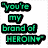 Green pixelated text reads "you're my brand of HEROIN" with a heart symbol, above and below two Edward Cullen images against brick and gray backgrounds.