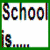 Green-bordered of four white with black text reading School is EXCEPT for Home work and CRAZY FUN