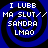 Four identical pixelated display white text on a blue spiral background with black outlines