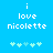 Pixelated text 'i love nicolette' in white on bright blue background with light green and cyan plus signs below, two identical frames showing animation change.