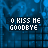 Blue-toned of repeated text-based icons with 'KISS ME GOODBYE' variations, featuring pixelated wave patterns and partial lettering across multiple