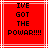 Red square with white border containing black pixelated text reading "IVE GOT THE POWAR!!!!" in four lines