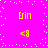 Bright pink background with white pixel dots and four identical yellow text-and-symbol arrangements. Yellow text reads "Erii" above a yellow "<8" symbol. White dots form a central vertical stream.