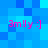 A static digital image with a blue pixelated background and four identical pink text elements arranged in a pattern
