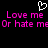 Pixelated text and heart symbol on black background with pink and white elements.