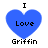 Four identical blue heart-shaped icons with black text reading "I Love Griffin" arranged in a on white background