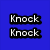 Blue background with pixelated text and a bottom-right image showing a character with green text
