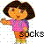 Dora the Explorer character in four pixelated with text overlays, each showing a different pose and partial phrase