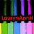 Pixelated image with vertical color bars and text overlays in red, cyan, and yellow, showing a transition from 'LourynAnnH Has do' to 'coolest site..x'.