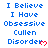 Blue pixelated text reads "I Believe I Have Obsessive Cullen Disorder" with a red heart symbol, displayed in a of repeated identical text blocks on a white background