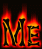 Animated sequence of 'ME' text with fiery orange-red glow on black background, transitioning from full vertical height to shorter cropped form.