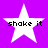 Four white star-shaped icons with black text "shake it" on a solid purple background, arranged in a