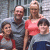 A contact sheet of two animated frames showing a family group on the left and green text logo on the right against dark background.