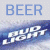A 2x2 contact sheet of four animated frames from a historical AOL Instant Messenger buddy icon featuring beer branding, text phrases, and a grayscale portrait.