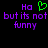 Pixelated text in purple and green on black background with a heart symbol replacing 'Ha' in the top line.