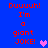 Blue background with red pixelated text reading 'Duuuh! I'm a giant JOKE!' and a pink heart symbol, with a purple heart symbol in the second frame.