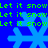 Blue background with green text repeating 'Let it snow' and four blue pixelated snowflakes in a pattern