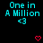 A digital icon with cyan text "One in A Million <3" on a black background, featuring red heart symbols that change position across frames.