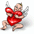 Pixelated cartoon angel with red boxing gloves holding a large red heart, next to green text reading "Original Icons .com" on dark background.