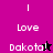 Pixelated text 'I Love Dakota!' with a star symbol on two backgrounds, one pink and black split vertically.