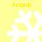 Yellow background with four white snowflake icons arranged in a , each labeled 'frank' in yellow text above or below