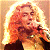 A 4-frame contact sheet of a pixelated animated icon featuring a person with long blonde hair singing into a microphone, with blue text overlays reading "Rob" and "Plant" across the bottom frames.