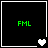 Green text 'FML' on black background with white border; four heart icons transition from solid to broken to grayed states.