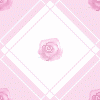 A static pattern of watercolor roses in pink, purple, blue, and gray arranged within a diamond on pastel backgrounds