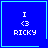 Blue square icon with cyan border displaying 'I <3 RICKY' text and a small heart symbol in the bottom-right corner.