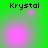 Four green display the name 'Krstal' above pink glowing orbs connected by dotted lines, forming a vertical sequence