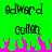Green background with black text reading 'edward' and 'collen' in two , pink pixelated flames at the bottom, and a static image with no visible animation changes