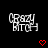 Pixelated text 'Crazy BITCH' in white with red heart symbols on a black background, displayed across multiple positions