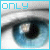 A 3x2 contact sheet of six animated frames showing a close-up of blue eyes with text overlays reading "ONLY", "blue", "eyes", "FOR", and "you." in light blue pixelated font, arranged left-to-right top-to-bottom.