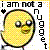 Pixelated yellow chick with large eyes and a beak, surrounded by black text reading "i am not a nugget" on white background.