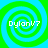 Four identical pixelated spiral patterns in green and cyan with white text 'DylanV7' overlaid on each, arranged in a